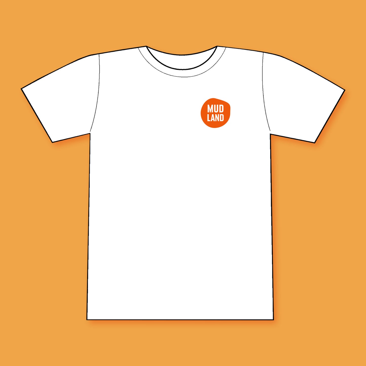Mudland T-shirt - orange logo on white tee